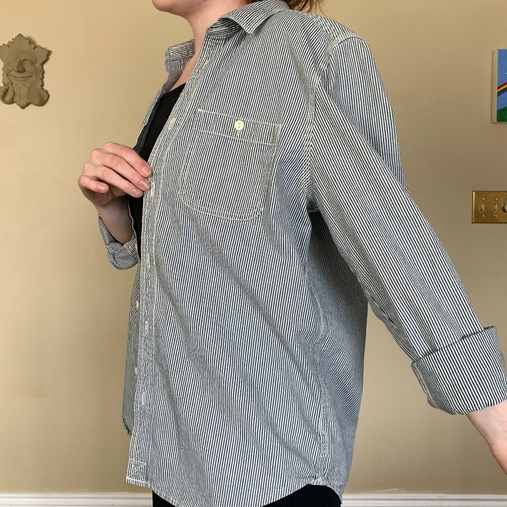 Navy Striped Button-up - Picture 2 of 11